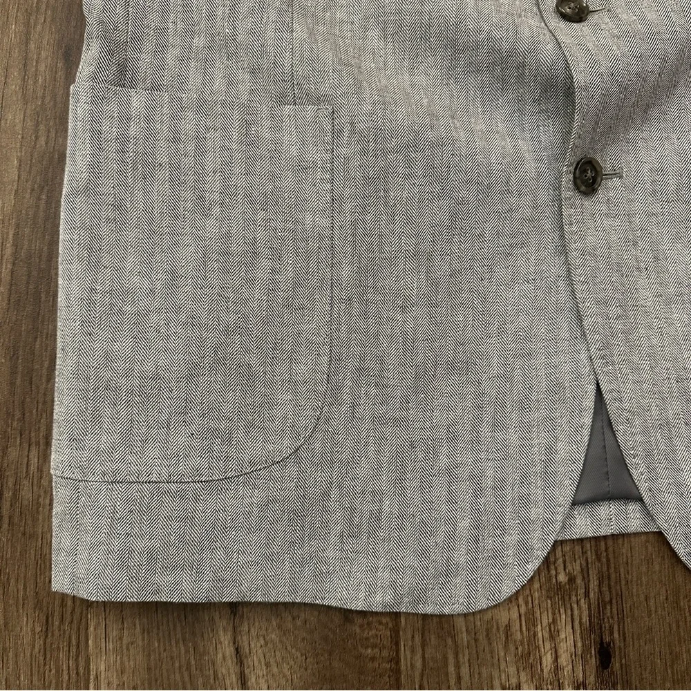 Stafford Linen Cotton Blend Classic Fit Suit Blazer Men’s Size 46 Reg Gray